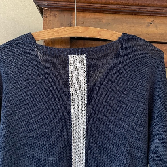 Charget Made In Italy Navy Blue and Silver V-Neck Sweater - Picture 7 of 12
